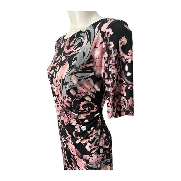 Connected Floral Black and‎ Pink Sheath Stretch Dress Sz 4P 4 Petite NEW - Picture 2 of 9